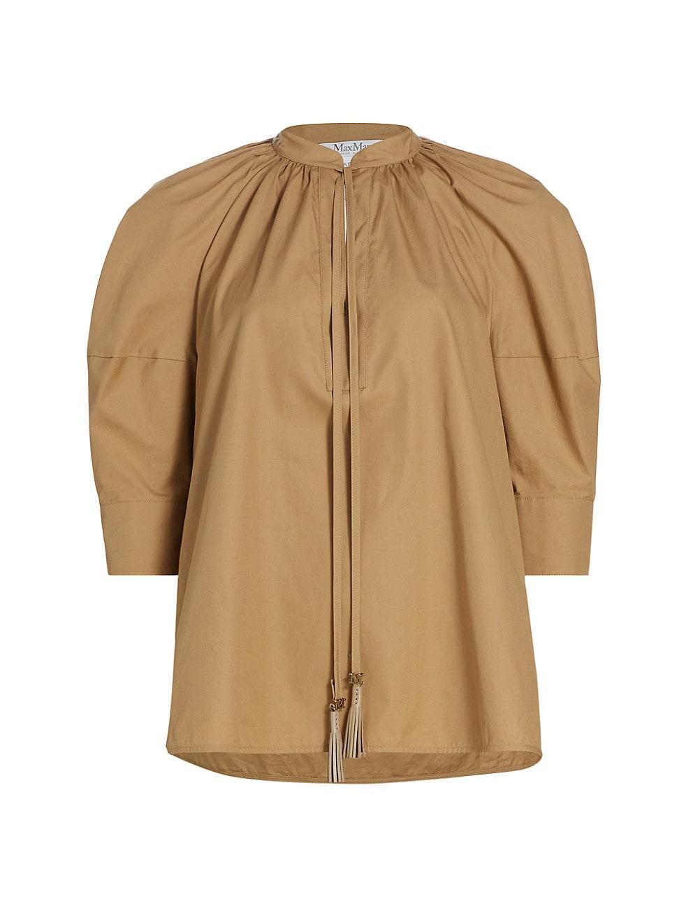 Carpi Tassel-Tie Poplin Blouse Product Image