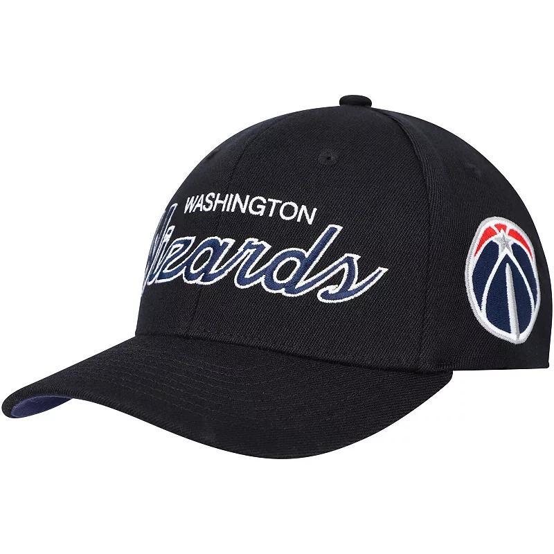 Mens Mitchell & Ness Black Washington Wizards Mvp Team Script 2.0 Stretch Snapback Hat Product Image