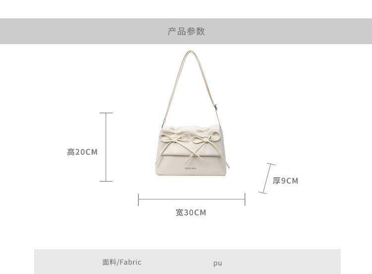 Faux Leather Flap Ribbon Crossbody Bag Product Image