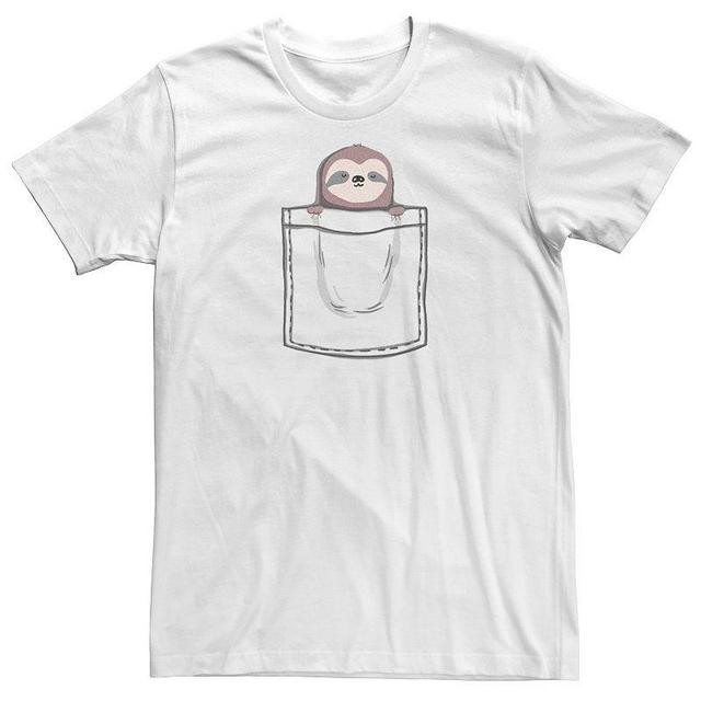 Mens Sleepy Sloth Pocket Left Chest Graphic Tee White Product Image