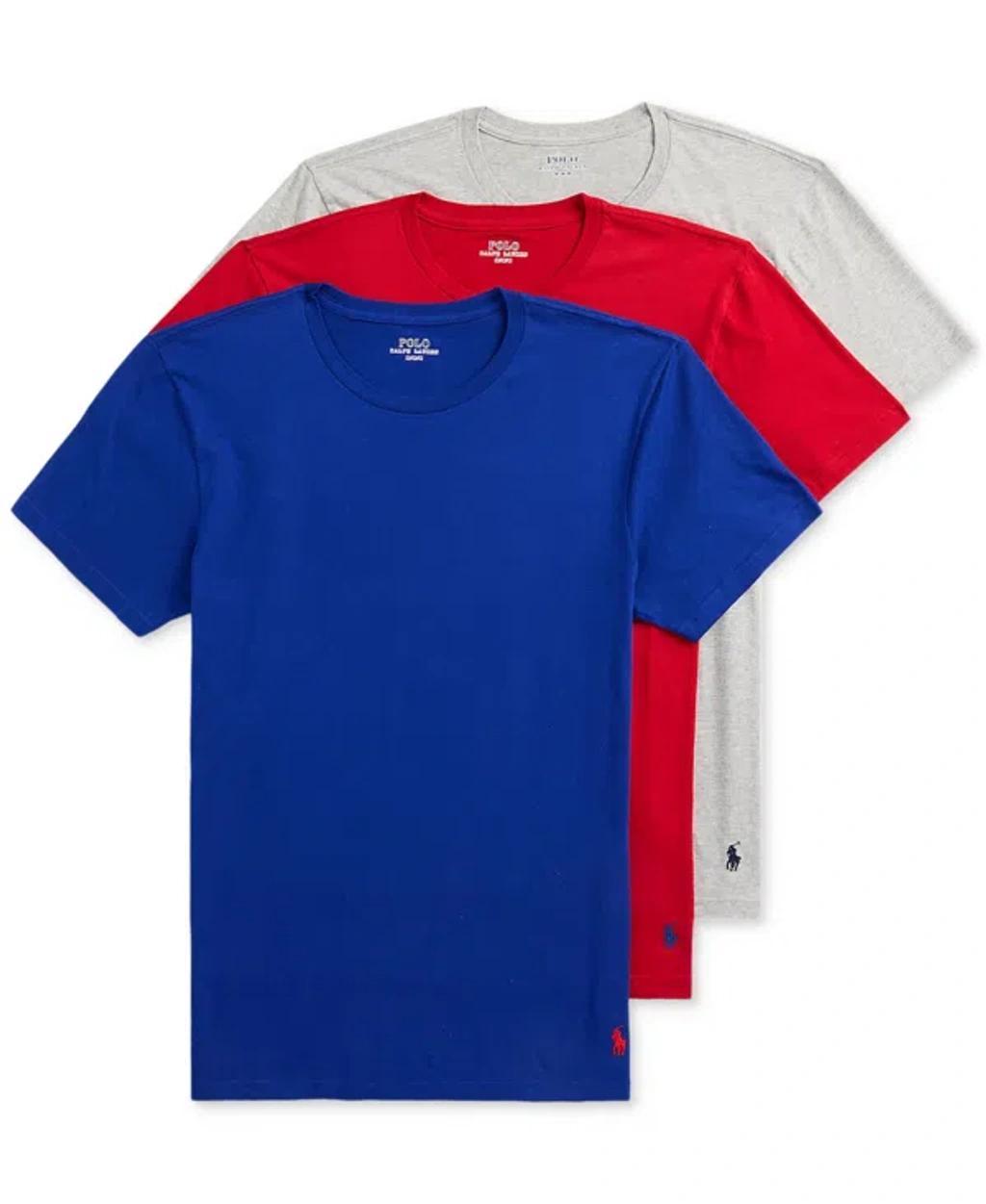 POLO RALPH LAUREN Men's 3-pk. Cotton Crewneck Undershirts In Heritage Royal,ralph Red,andover Heath Product Image