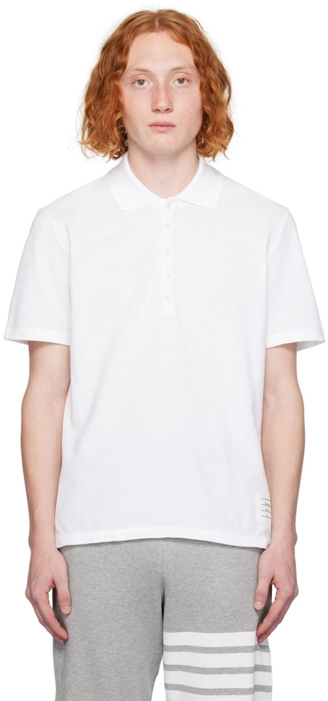 White Stripe Trim Polo In 100 White Product Image