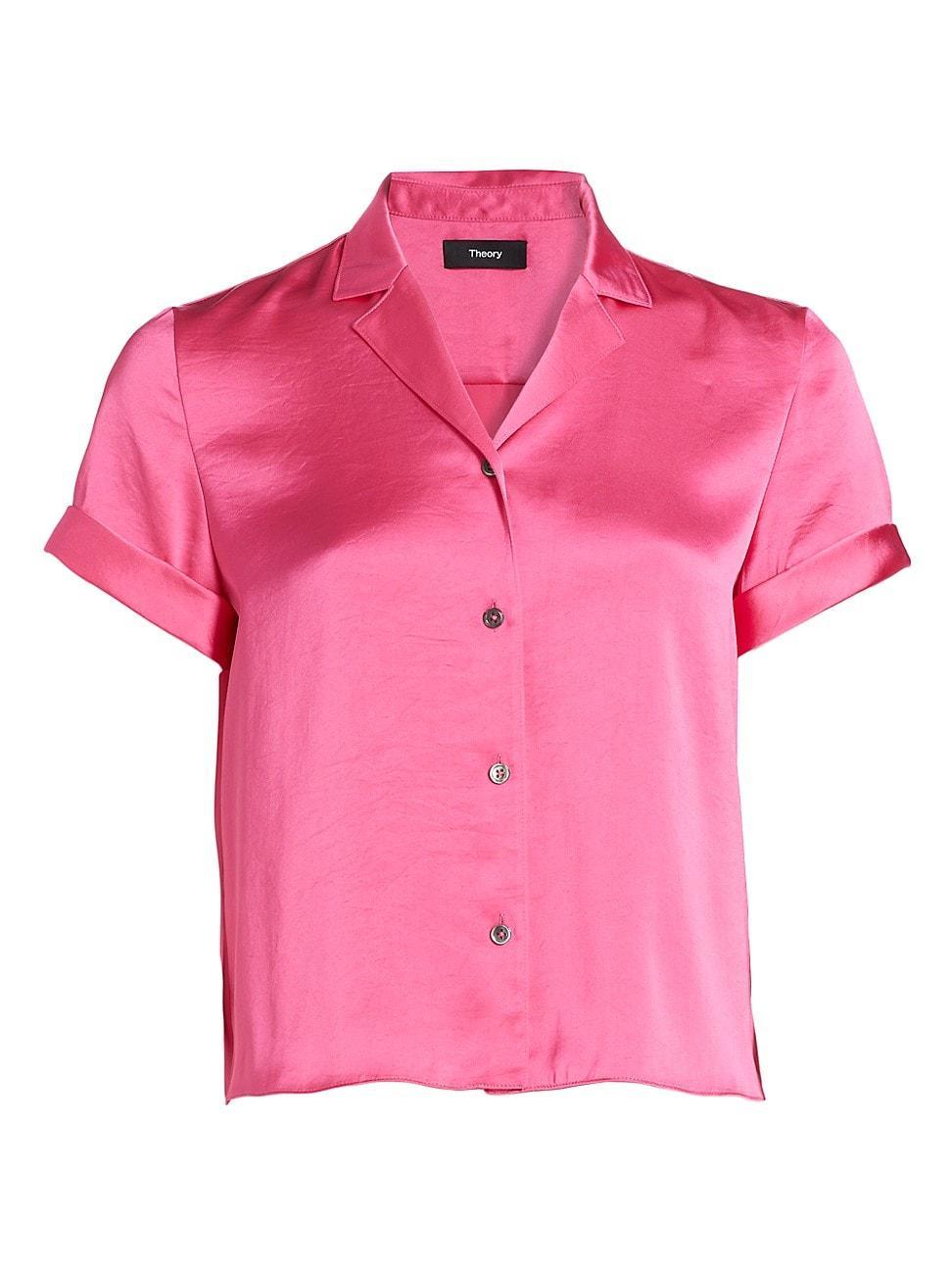 Womens Satin Camp Short-Sleeve Shirt Product Image