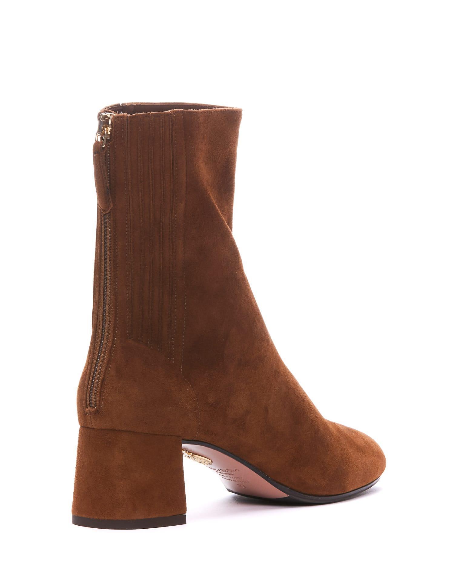 'saint Honoré' Brown Bootie With Half Moon Heel In Suede Woman Product Image