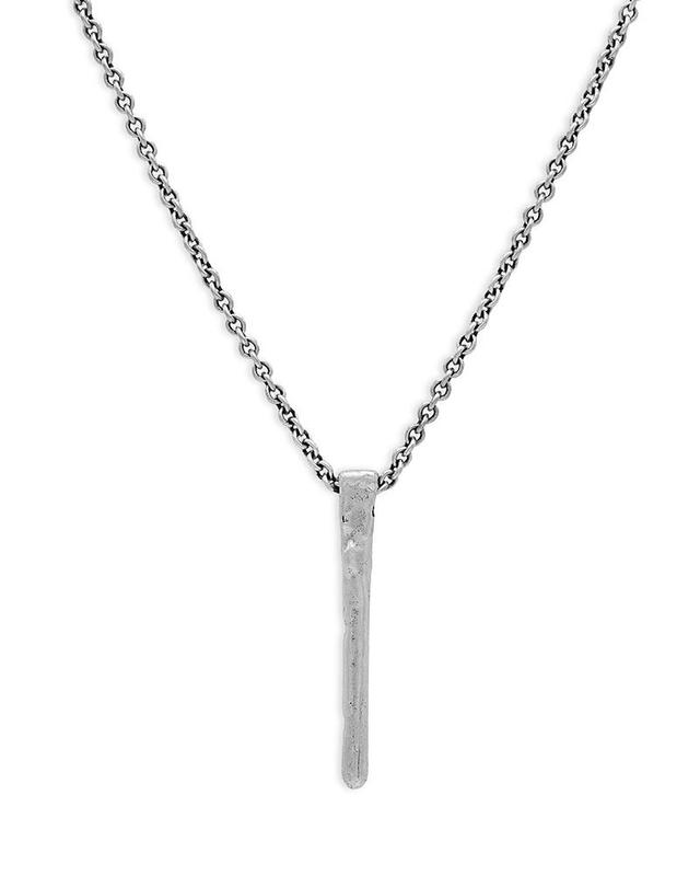 John Varvatos Mens Sterling Silver Artisan Hammered Nail Pendant Necklace, 24 Product Image