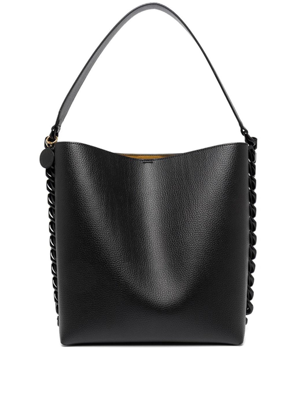 Frayme Vegan Leather Tote Bag In Black Product Image