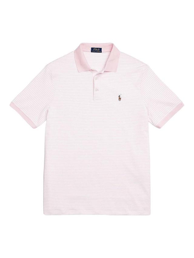 Polo Ralph Lauren Classic Fit Striped Soft Cotton Polo Shirt (Carmel /White) Men's Clothing Product Image