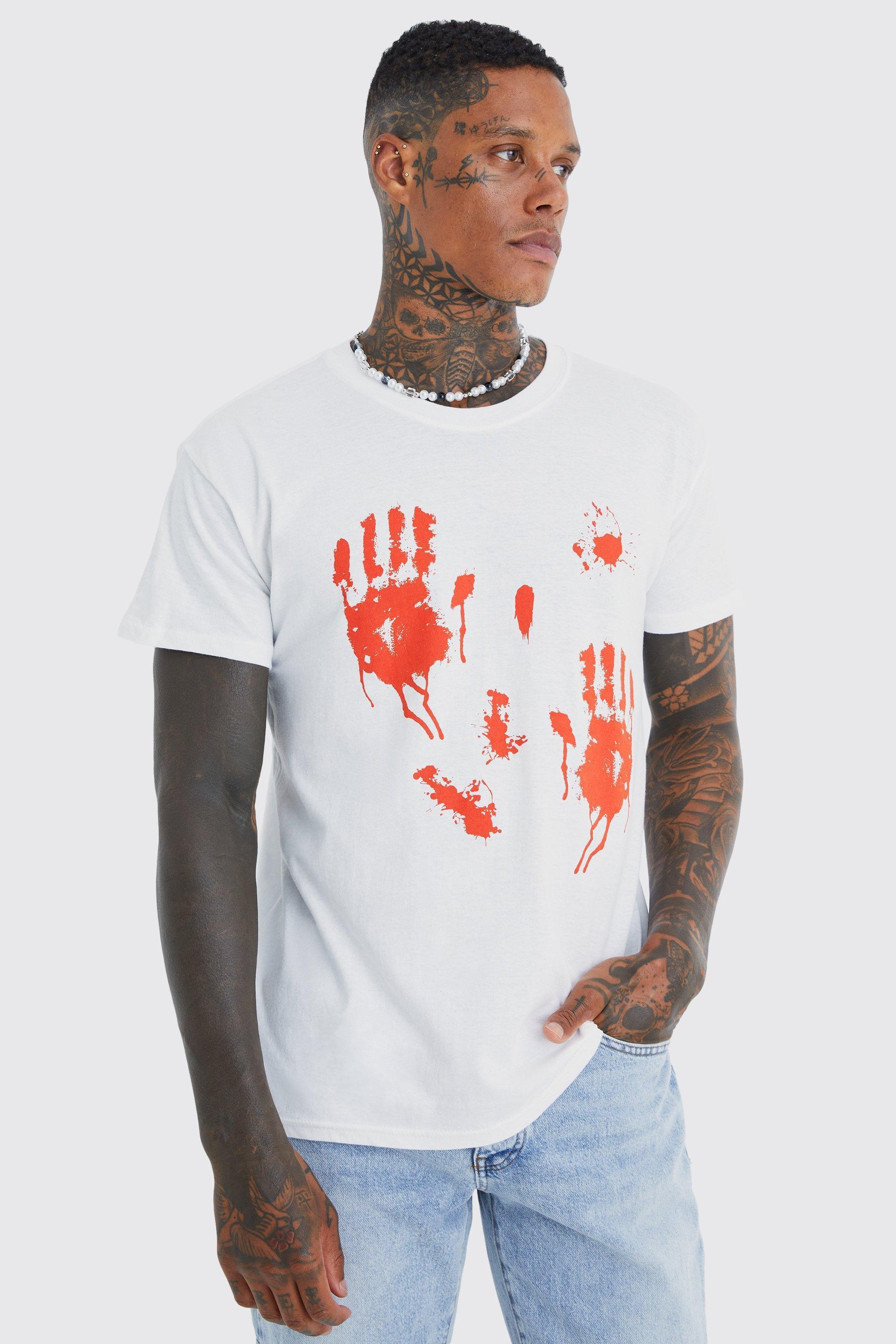 Halloween Blood Hands Print T-shirt | boohooMAN USA Product Image