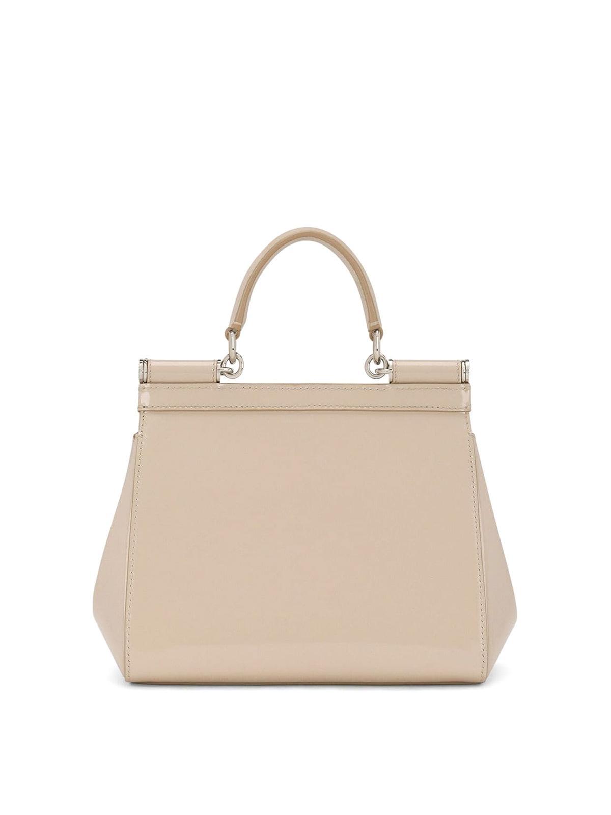 DOLCE & GABBANA Sicily Logo-plaque Crossbody Bag In Beige Product Image