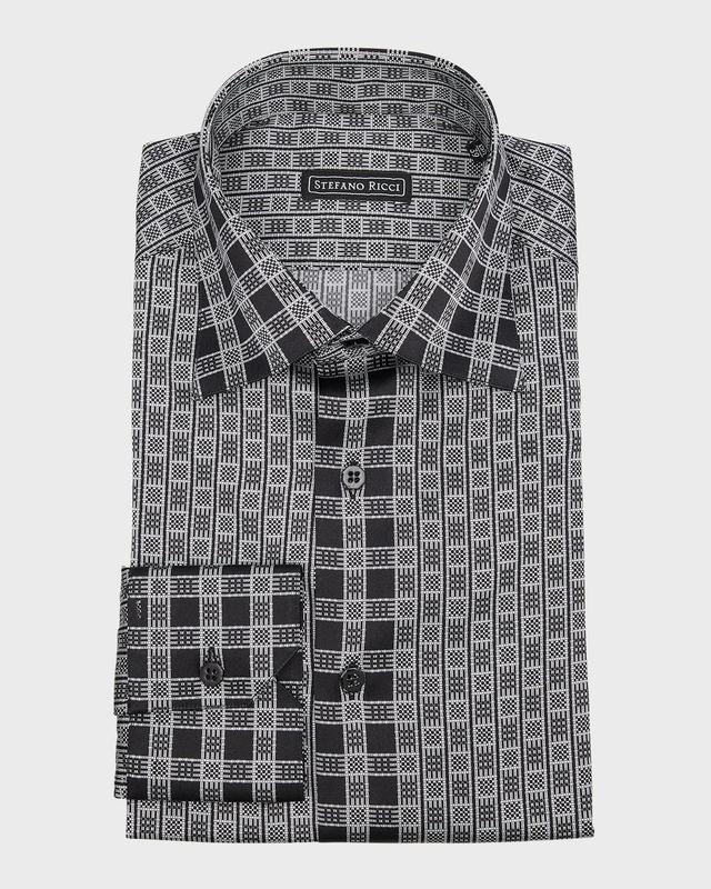 Men's Patterned Silk Dress Shirt Product Image