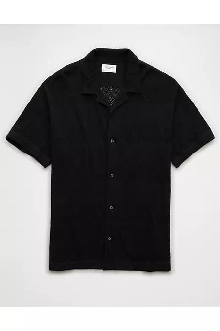 AE Diamond Crochet Button-Up Sweater Polo Shirt Men's Product Image