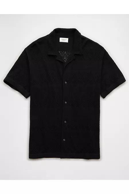 AE Diamond Crochet Button-Up Sweater Polo Shirt Men's Product Image