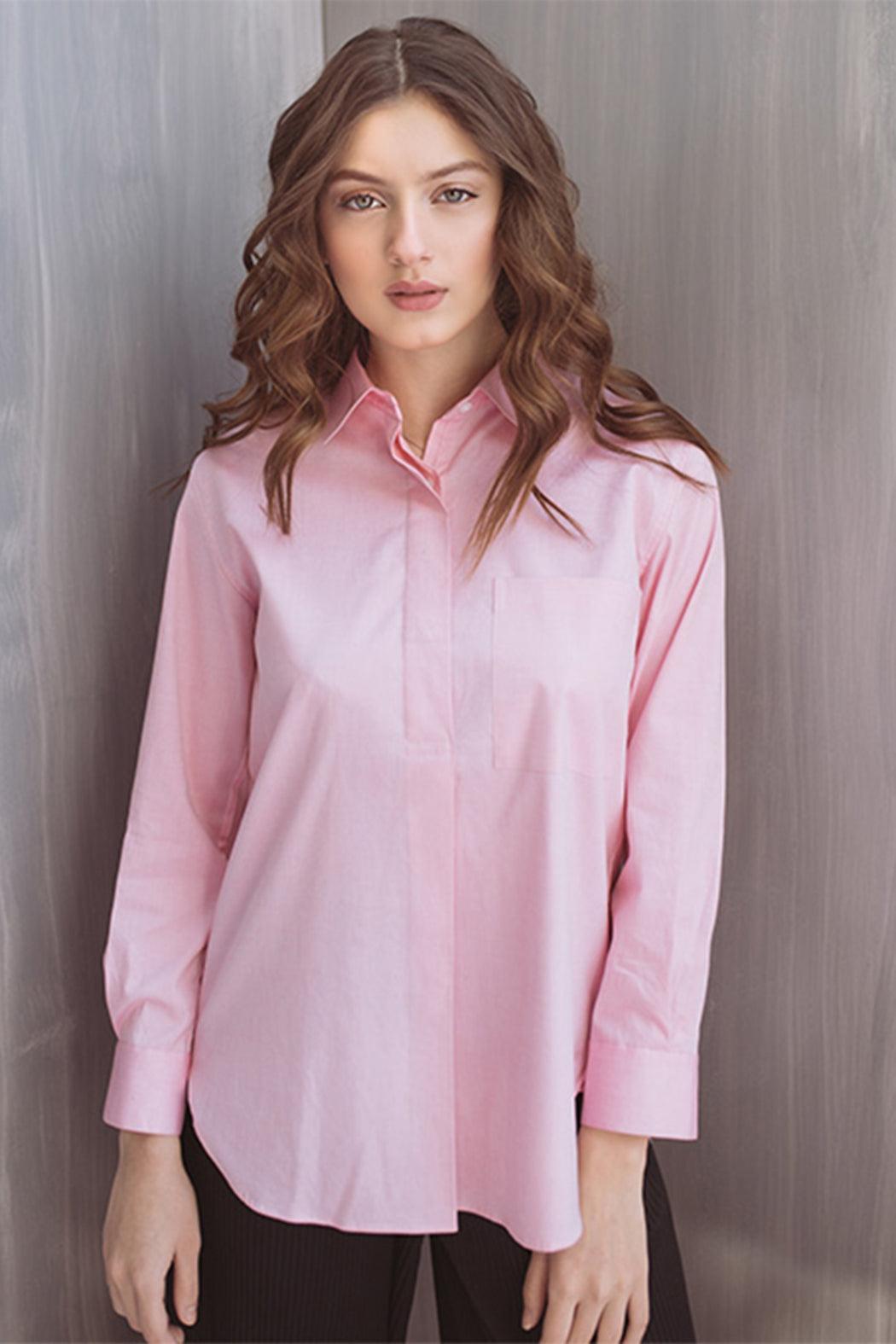 PINK POPVER SHIRT WITH FRONT PLEAT Female Product Image