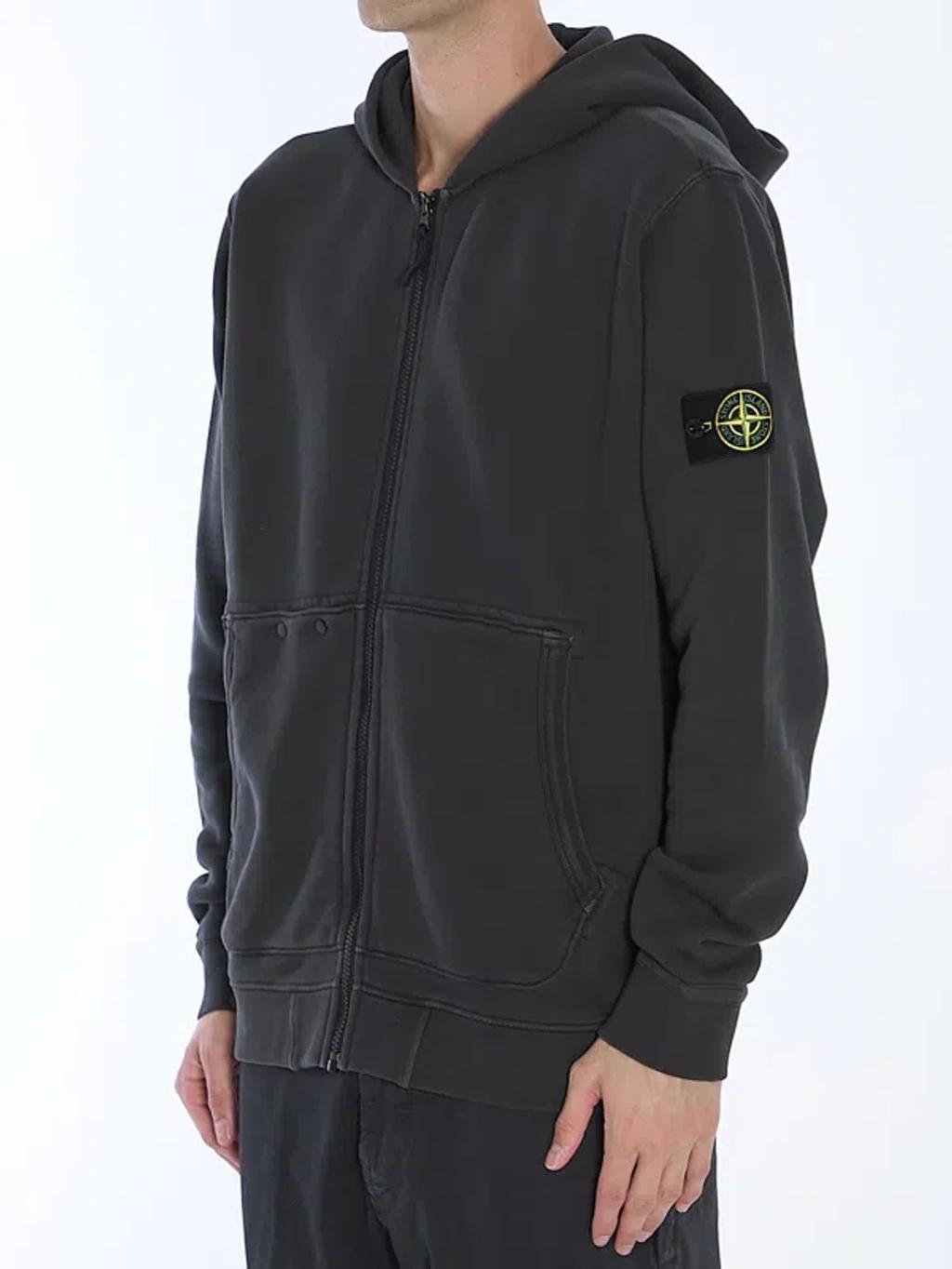 STONE ISLAND Zip-up Hoodie In Grey Product Image