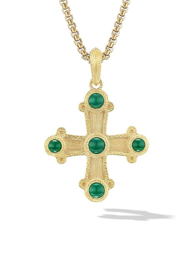 David Yurman Mens Shipwreck Cross Amulet in 18K Yellow Gold with Emeralds, 44mm Product Image