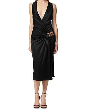 Versace Plunge Neck Drape Cocktail Dress Product Image