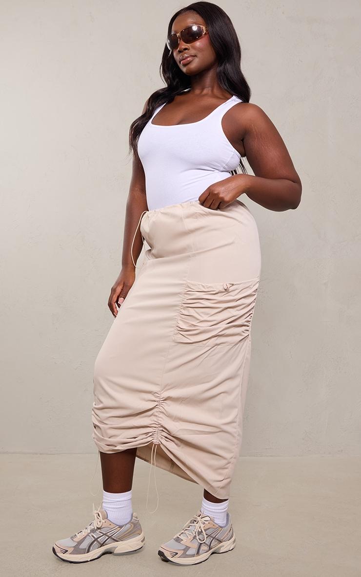  Plus Stone Ruched Cargo Pocket Maxi Skirt product image