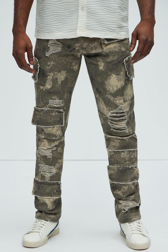 My Way Patched Straight Pants - Grey/combo Product Image