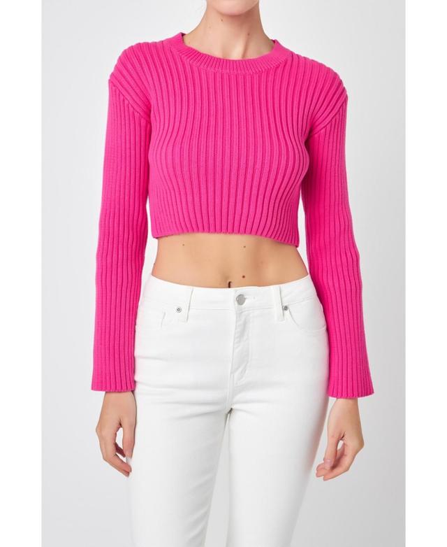 English Factory Womens Cropped Ribbed Knit Sweater Product Image