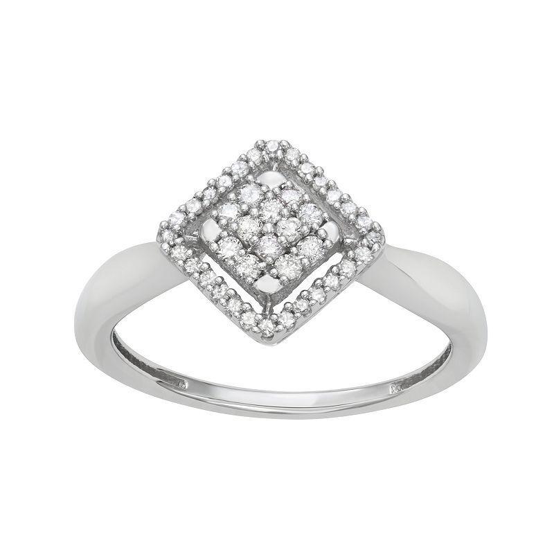 HDI 10k White Gold 1/4 Carat T.W. Diamond Square Ring, Womens 10k Whgold Product Image