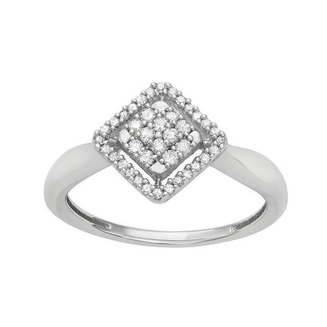 HDI 10k White Gold 1/4 Carat T.W. Diamond Square Ring, Womens Product Image