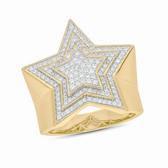 Men's 3/4 CT. T.w. Diamond Triple Frame Star Ring in 10K Gold Product Image