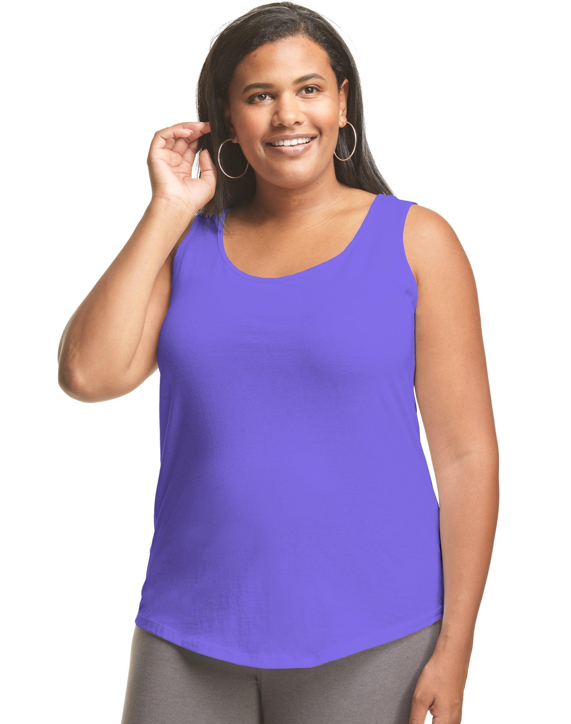 Hanes Just My Size Womens Cotton Jersey Tank, Shirttail Hem (Plus ) Briny Pink 4X Product Image