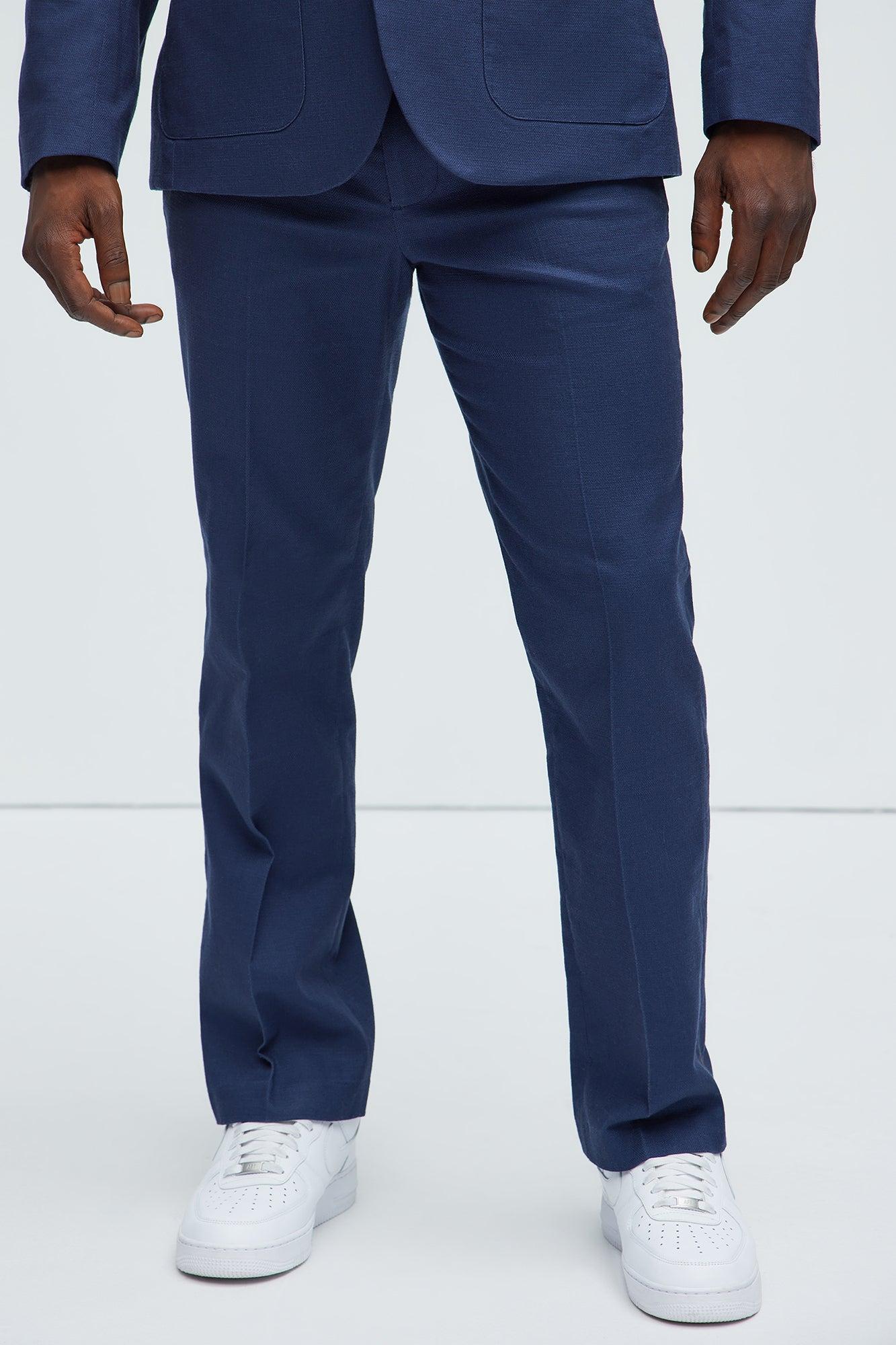 Travis Solid Texture Straight Trousers - Navy product image