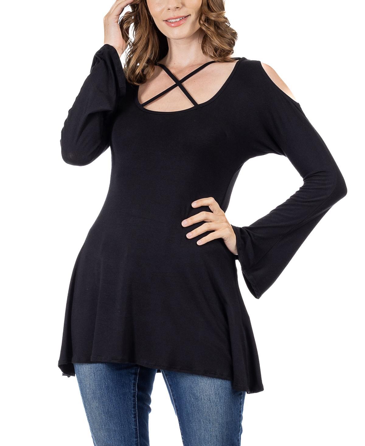 24seven Comfort Apparel Womens Criss Cross Long Sleeve Top Product Image