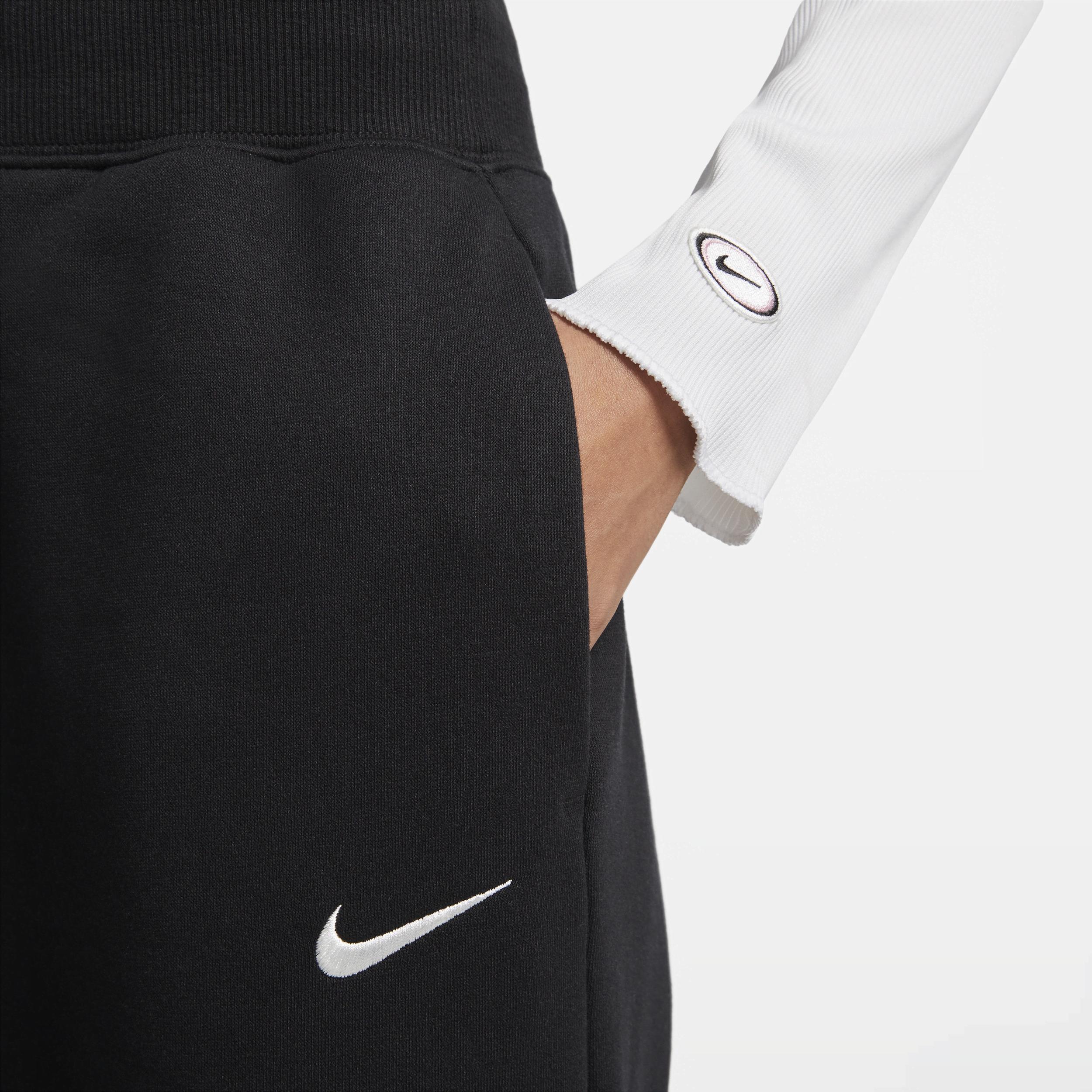 Nike Womens Nike Phoenix High Rise Wide Pants - Womens Black/White Product Image