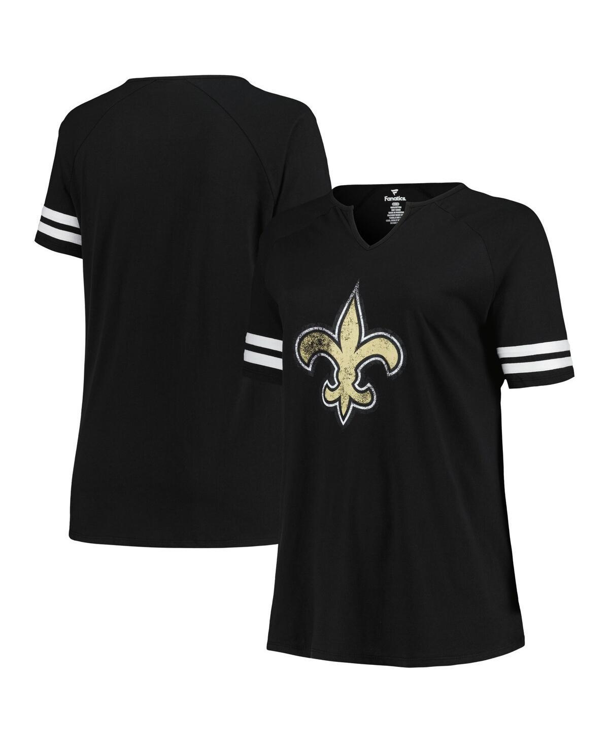 Womens Fanatics Branded New Orleans Saints Plus Size Logo Notch Neck Raglan Sleeve T-Shirt Product Image