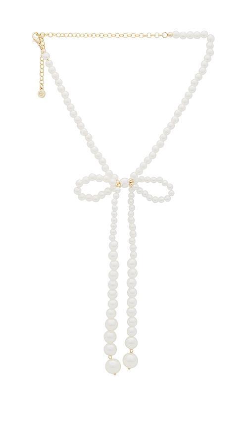 Beaded Pearl Bow Statement Necklace Product Image