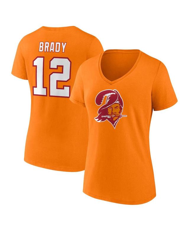 Womens Fanatics Tom Brady Orange Tampa Bay Buccaneers Throwback Player Icon Name and Number T-shirt Product Image