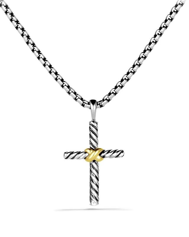 Womens Petite X Cross Necklace with 14K Yellow Gold Product Image