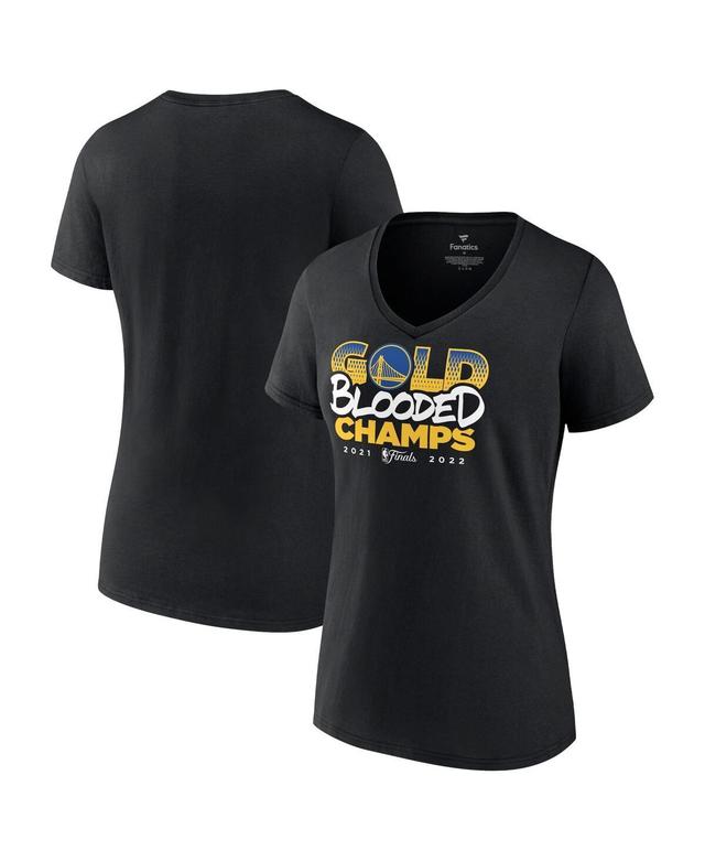 Womens Fanatics Black Golden State Warriors 2022 Nba Finals Champions Gold Blooded V-Neck T-shirt Product Image