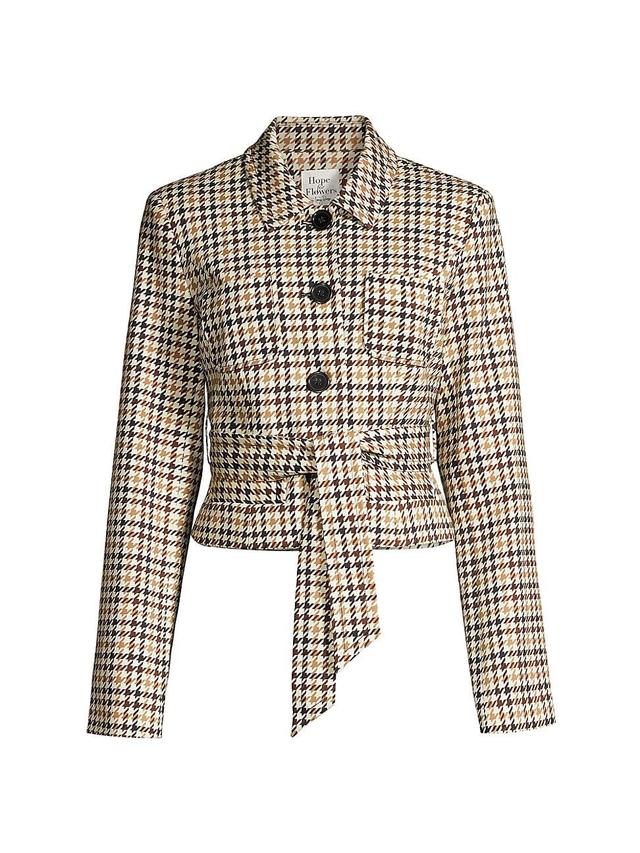 Womens Houndstooth Cropped Jacket Product Image