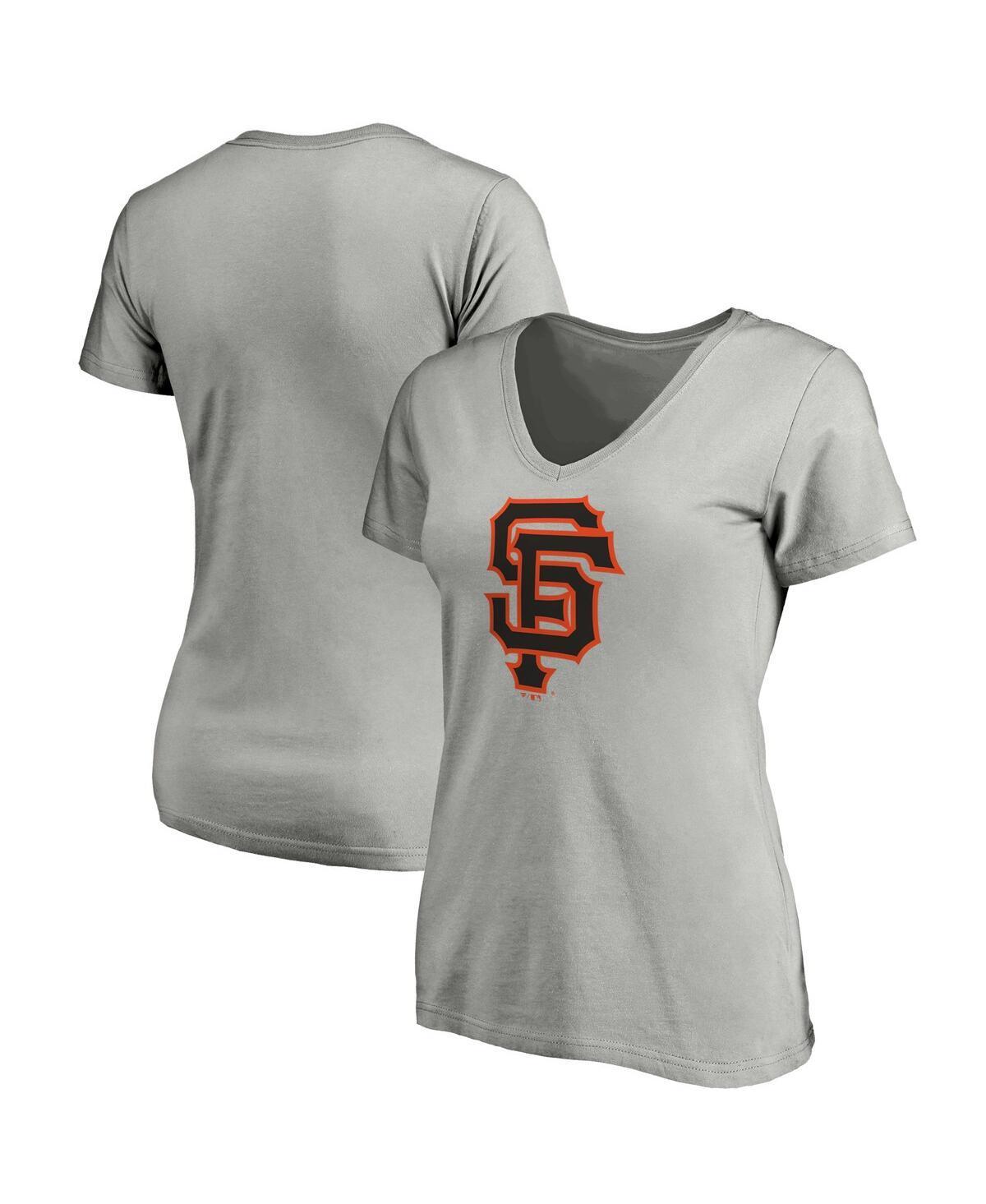 Womens Fanatics Heathered Gray San Francisco Giants Core Official Logo V-Neck T-shirt Product Image