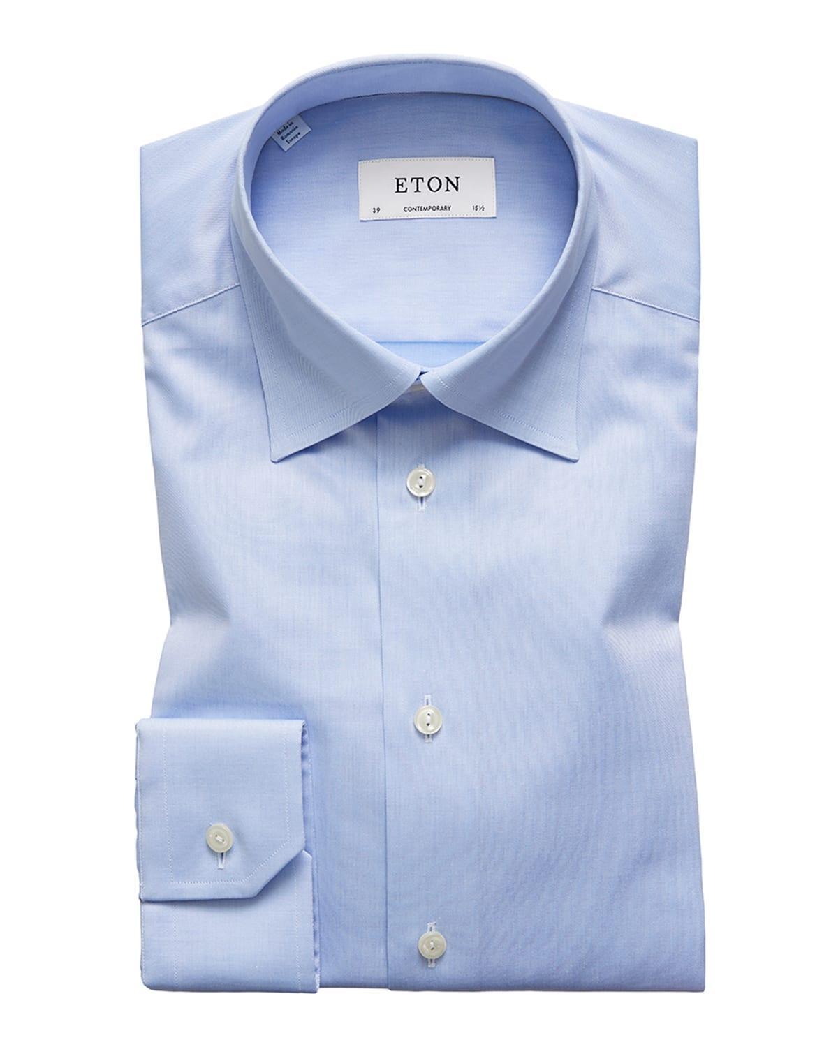 Mens Contemporary-Fit Twill Dress Shirt with Hidden Button-Down Collar Product Image