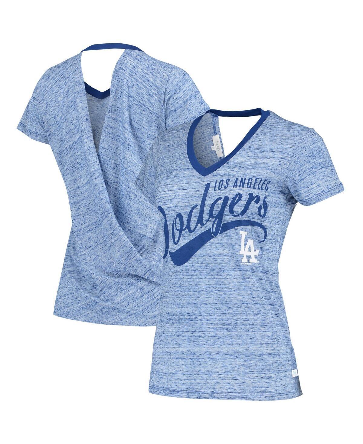 Womens Royal Los Angeles Dodgers Hail Mary V-Neck Back Wrap T-shirt Product Image