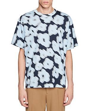 sandro Blurry Floral Cotton T-Shirt Product Image