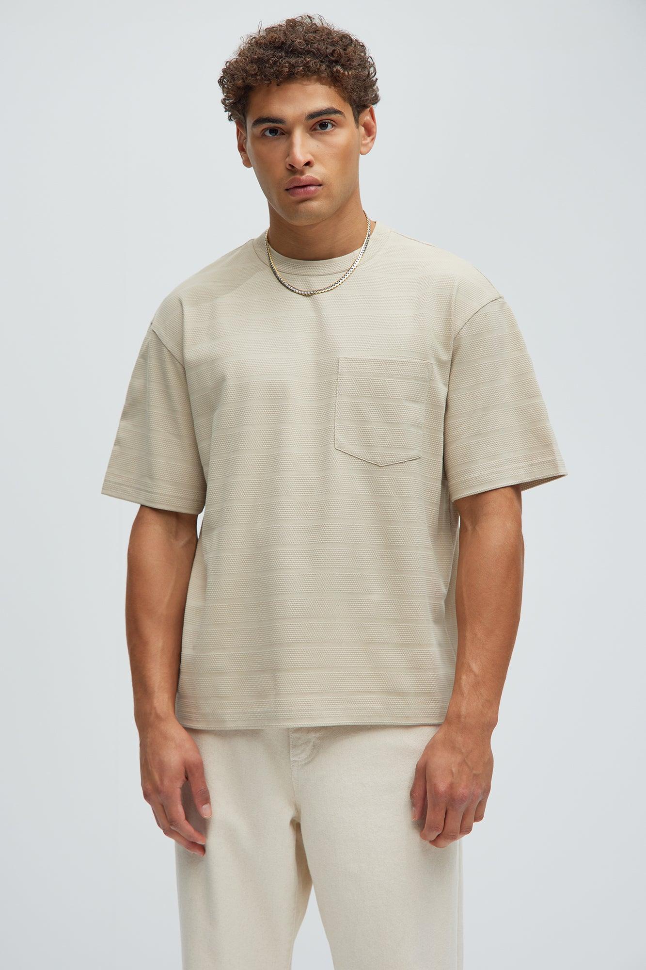 Gon Be Aight Textured Relaxed Short Sleeve - Taupe Product Image