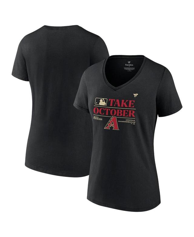 Womens Fanatics Black Arizona Diamondbacks 2023 Postseason Locker Room V-Neck T-shirt Product Image