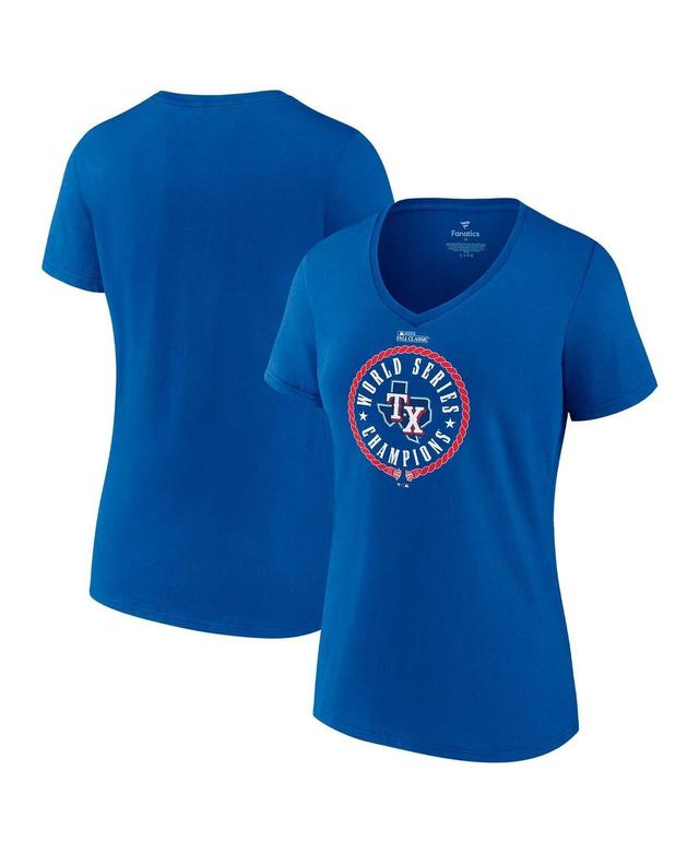 Womens Fanatics Royal Texas Rangers 2023 World Series Champions Stealing Home V-Neck T-shirt Product Image