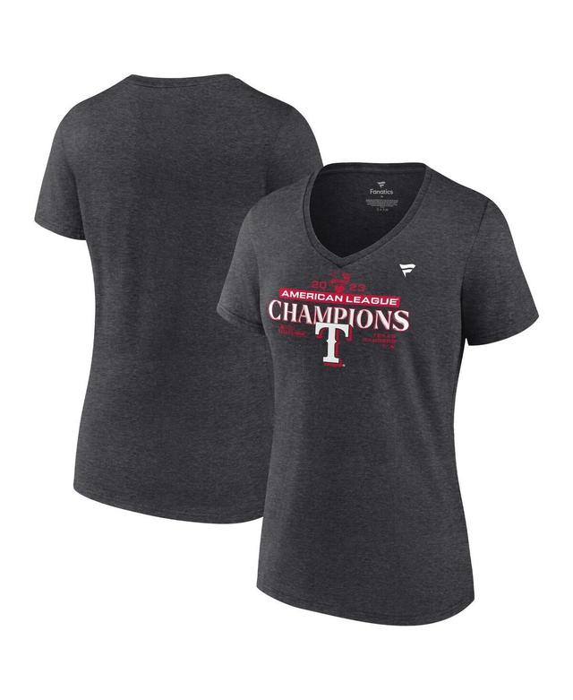 Womens Fanatics Heather Charcoal Texas Rangers 2023 American League Champions Locker Room Plus Size V-Neck T-shirt Product Image