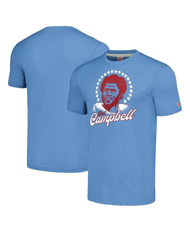 Homage Mens Earl Campbell Heathered Light Blue Houston Oilers Caricature Retired Player Tri-Blend T-Shirt Product Image