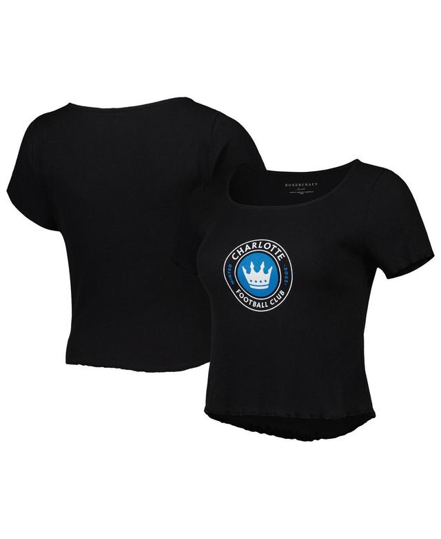 Womens Black Charlotte Fc Baby Rib T-shirt Product Image