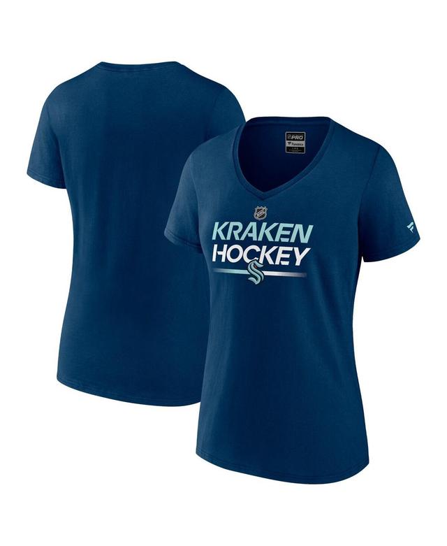 Womens Fanatics Deep Sea Blue Seattle Kraken Authentic Pro V-Neck T-shirt Product Image