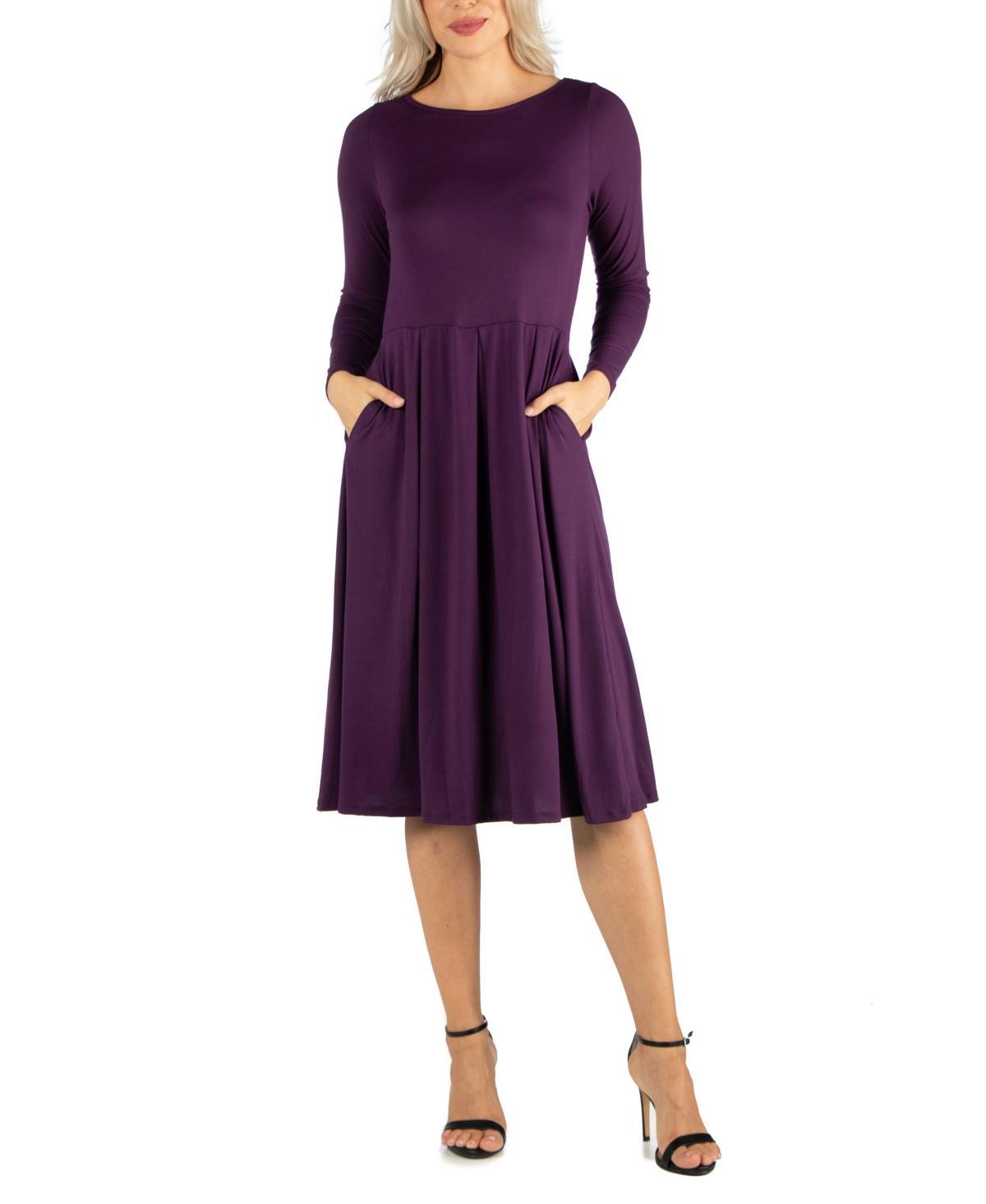 Womens Midi Length Fit and Flare Dress Product Image