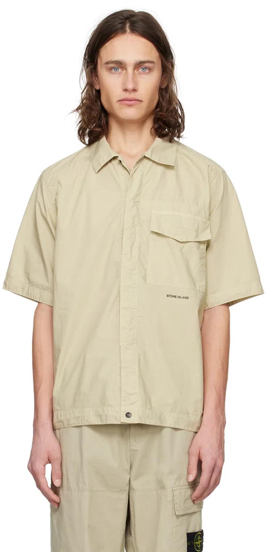 Beige Spread Collar Shirt In V0095 Sand Product Image