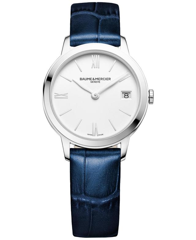 Baume & Mercier Womens Swiss Classima Blue Leather Strap Watch 31mm M0A10353 - Blue Product Image